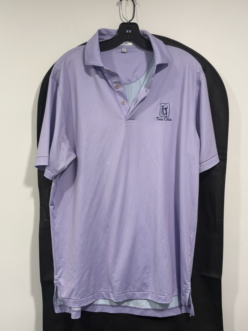 Peter Millar Light Lavender Micro-Check Golf Polo